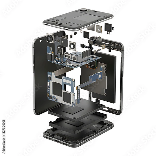Obraz Exploded View of Smartphone Internal Components and Hardware