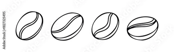 Fototapeta Row of stylized coffee beans with a central split, perfect for food and beverage branding, cafe promotions, and beveragerelated graphics.