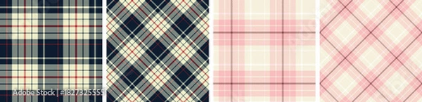 Fototapeta plaid and tartan pattern set.checkered fabric texture background.