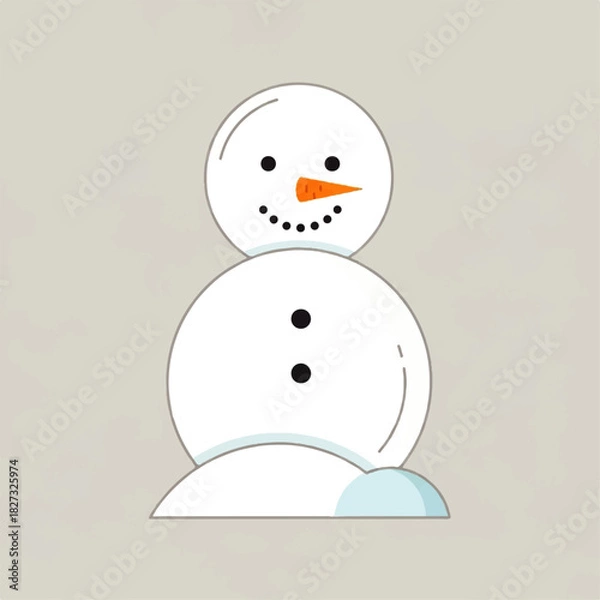 Obraz A cheerful snowman with a carrot nose and button eyes, smiling.