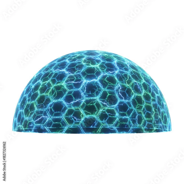 Obraz Futuristic Blue Hexagonal Force Field Dome Shield