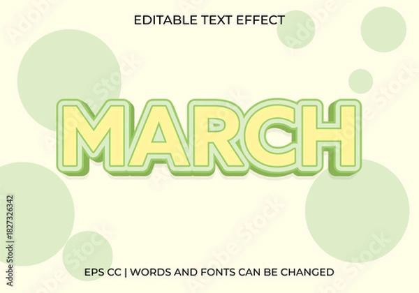 Fototapeta Editable March Text Effect
