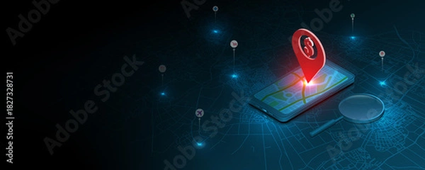 Obraz mobile phone technology wayfinding concept Position chart