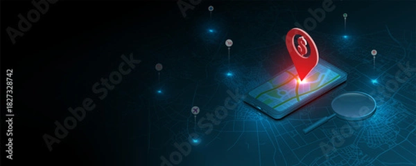 Obraz mobile phone technology wayfinding concept Position chart