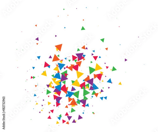 Obraz Colorful Shatter Vector Background. Atomic Bomb Explosion, Blast, Bang, Boom Concept. Broken Glass, Technology Futuristic Design. Moving Colorful Shatter Fragments. Cool Falling Triangles Explosion