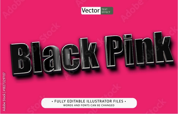Obraz black pink text effect editable illustrator file