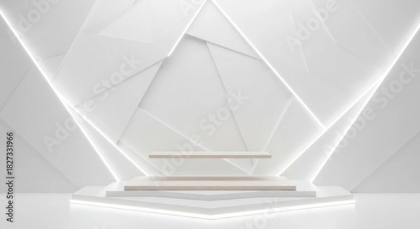 Fototapeta Minimalist geometric stage with sleek lines and soft illumination