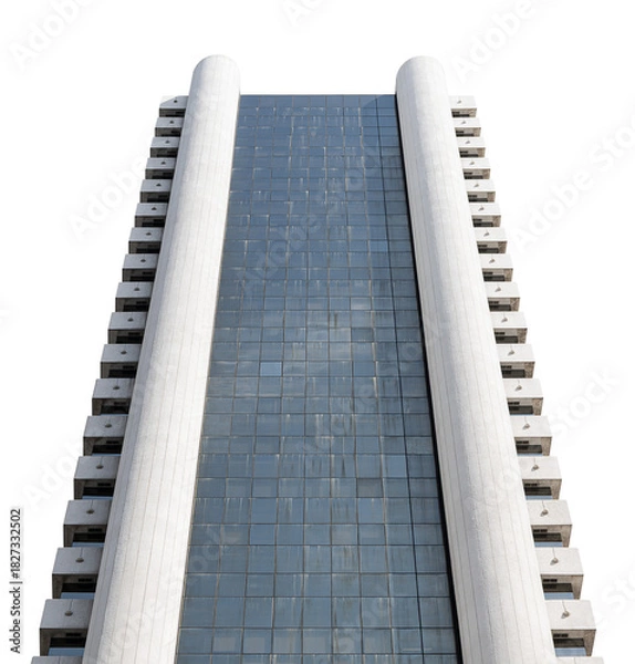 Fototapeta Bottom up view white tower office building