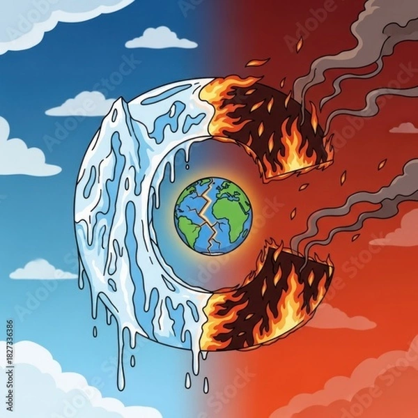 Obraz Global Warming - A Visual Representation of Climate Change Impact.