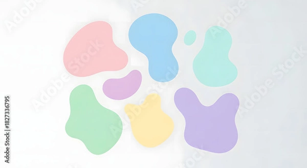 Fototapeta A collection of abstract organic shapes in soft pastel colors.