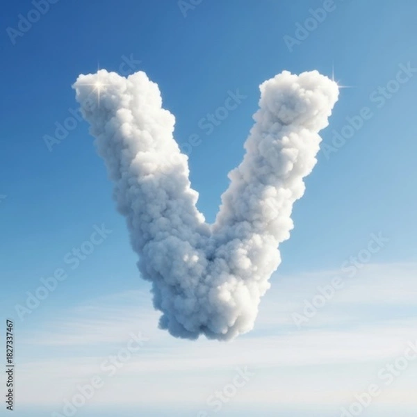 Obraz Cloud Letter V Floating in a Blue Sky.