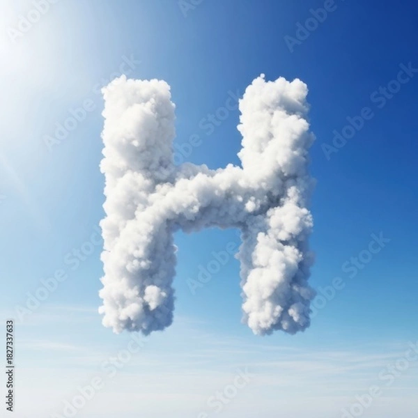 Obraz Letter H formed from clouds against a blue sky backdrop.