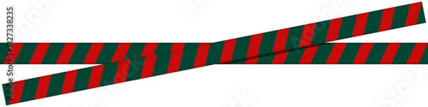 Fototapeta Festive Christmas Striped Ribbon Banner – Holiday Decorative Element for Greeting Cards and Social Media Posts, Isolated on Transparent Background