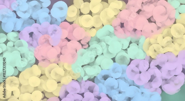 Fototapeta A colorful assortment of sweet crunchy breakfast cereal loops.