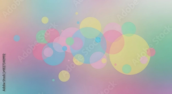 Fototapeta A vibrant collection of soft pastel colored circular bubbles.