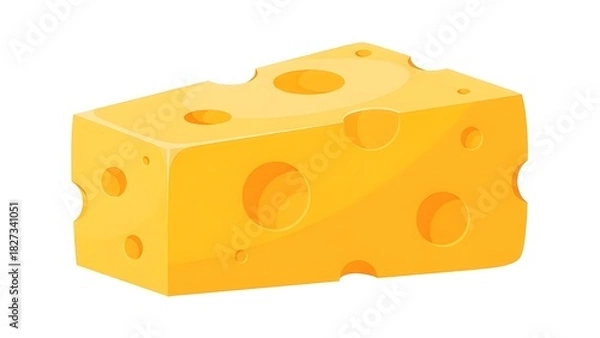 Fototapeta Swiss cheese or emmental cheese flat color icon for food apps and websites  