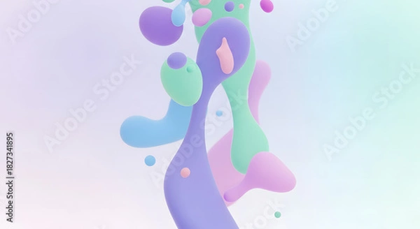 Fototapeta Abstract 3D render of colorful liquid blobs in motion.