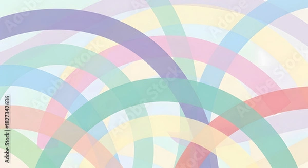 Fototapeta Abstract background with overlapping semitransparent pastel colored arcs.