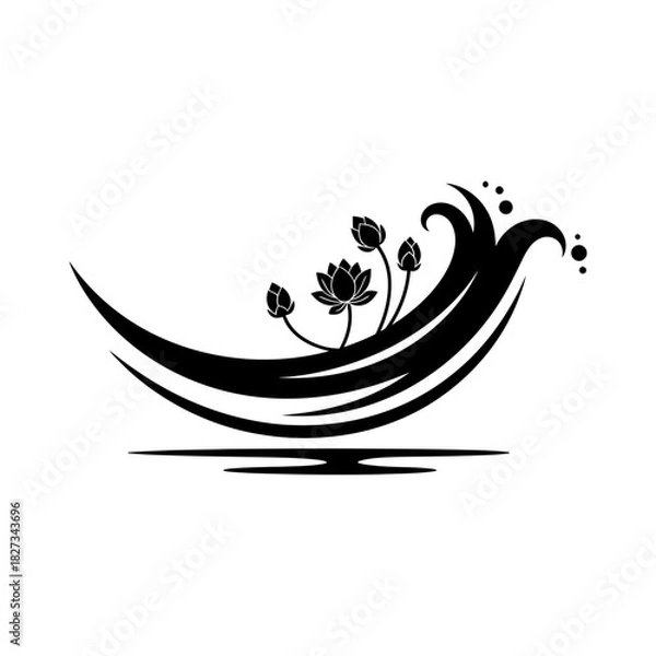 Fototapeta World Wetlands Water Waves Water wave curve with lotus buds vector illustration