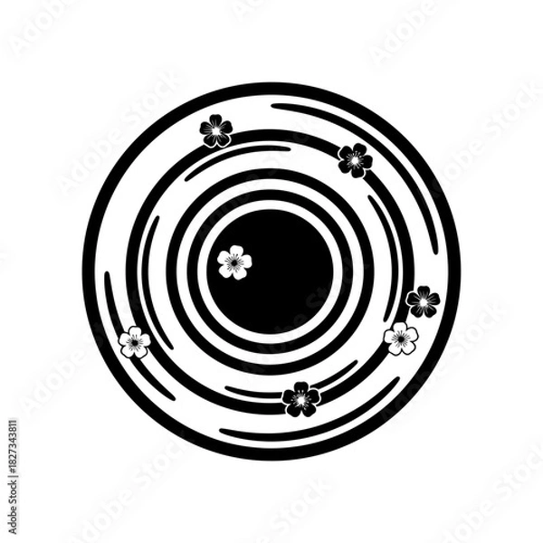 Fototapeta World Wetlands Water Waves Circular ripples with small flower pattern top down view