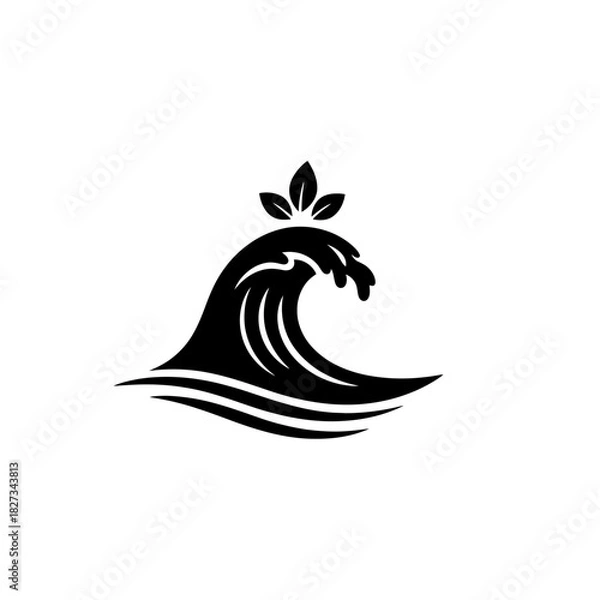 Fototapeta World Wetlands Water Waves Monochrome wave crest with leaf cluster vector graphic