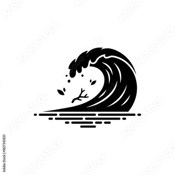Fototapeta World Wetlands Water Waves Single stylized dark blue wave crest with minimal debris