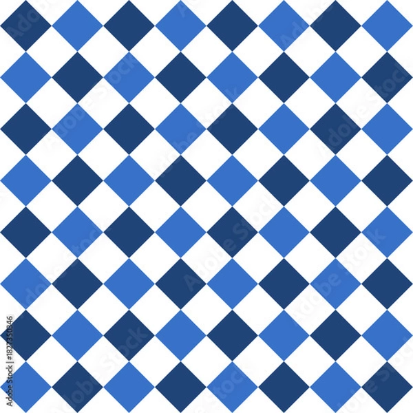 Fototapeta blue plaid fabric texture, blue diamond checkerboard repeat pattern, replete image, design for fabric printing, rhombus 