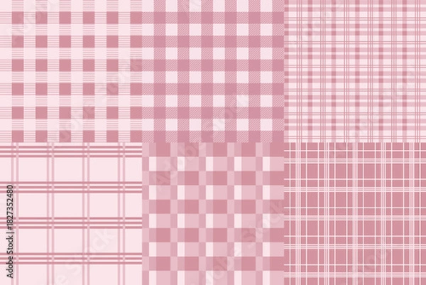 Obraz Minimal Pink Tartan Seamless Pattern Set