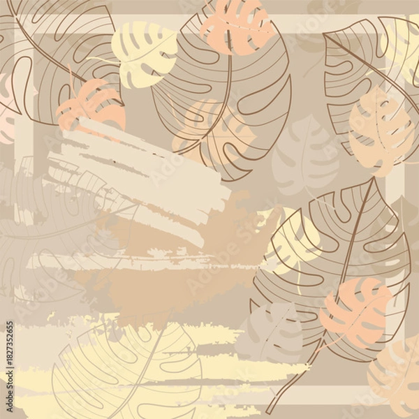 Obraz Neutral Monstera Leaf Abstract Pattern Background