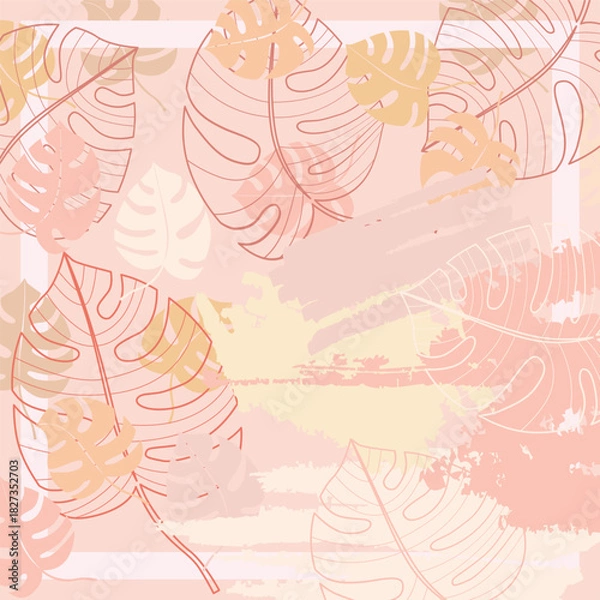 Obraz Abstract Pastel Monstera Leaf Pattern Background