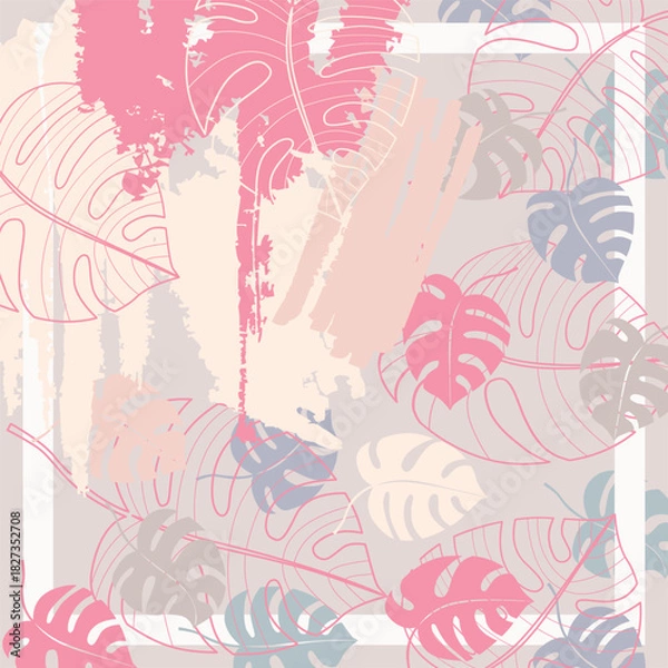 Obraz Pink Monstera Abstract Tropical Pattern Design