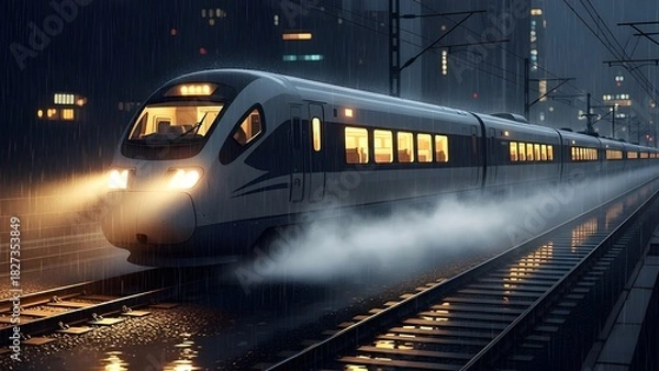 Obraz Night Train in the Rain