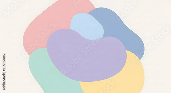 Fototapeta Abstract pastel blob shapes overlapping in a harmonious and artistic composition.