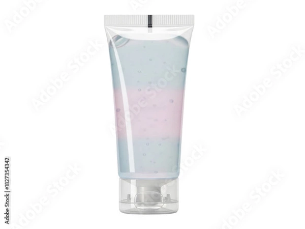 Obraz Clean translucent tube packaging with soft highlights on white background