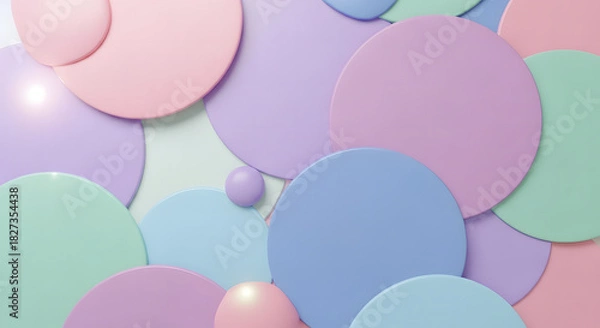 Fototapeta Abstract pastel circles overlapping and creating a soft aesthetic background.