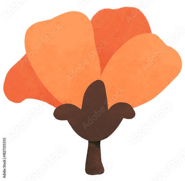Fototapeta Isolated orange flower illustration with transparent background. Cute floral doodle for flower arrangement, journaling, planner, greeting card, invitation, and decorative projects