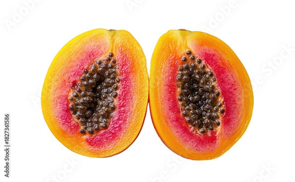 Fototapeta Half of papaya PNG, isolated on transparent background.