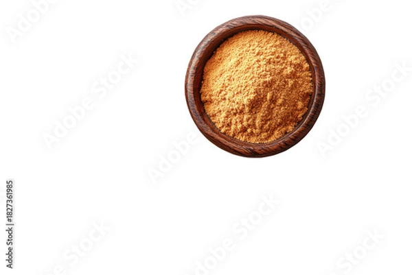 Obraz PNG, Turmeric powder in rustic bowl, isolated on transparent.