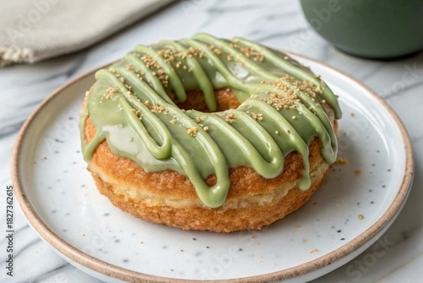 Fototapeta delicious matcha donut 