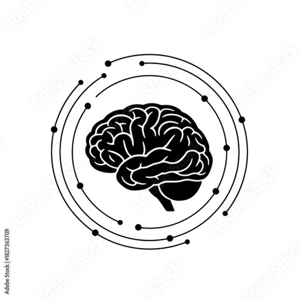 Fototapeta International Epilepsy Day Brain Icons Minimalist brain silhouette with connected network nodes