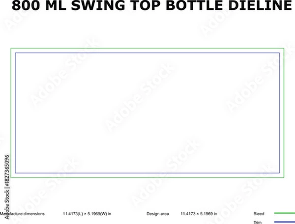 Fototapeta 800ml Swing Top Bottle Dieline Template