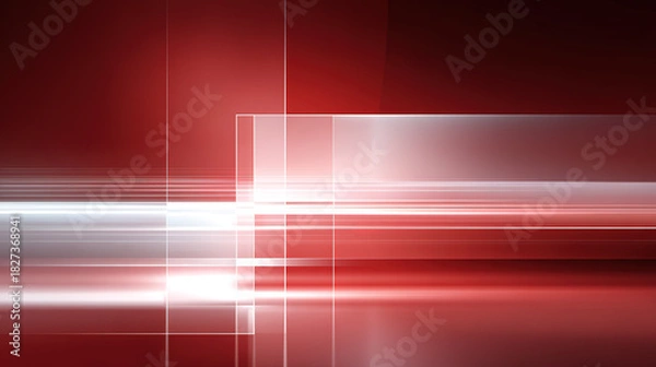 Fototapeta Red glowing geometric abstract background with a tech theme