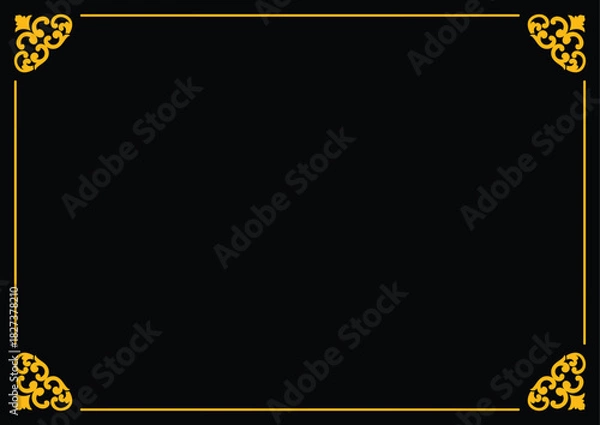 Obraz Elegant ornament Golden Frame on Black A Classic Design for Invitations and Announcements