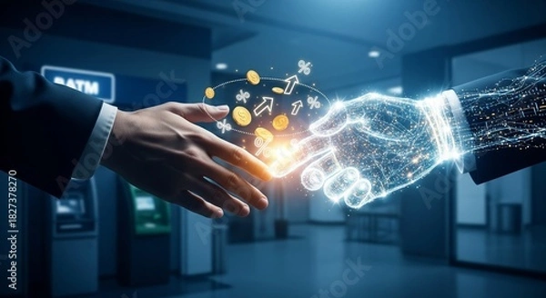 Fototapeta Automating Savings with Digital Handshake