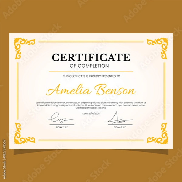 Obraz Elegant Certificate ornament border frame of Completion A Beautifully Designed Document for Recognition and Achievement