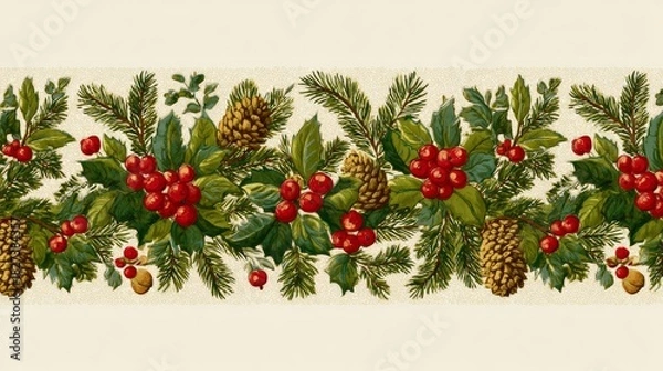 Fototapeta simple Seamless Christmas frame with place for text concept