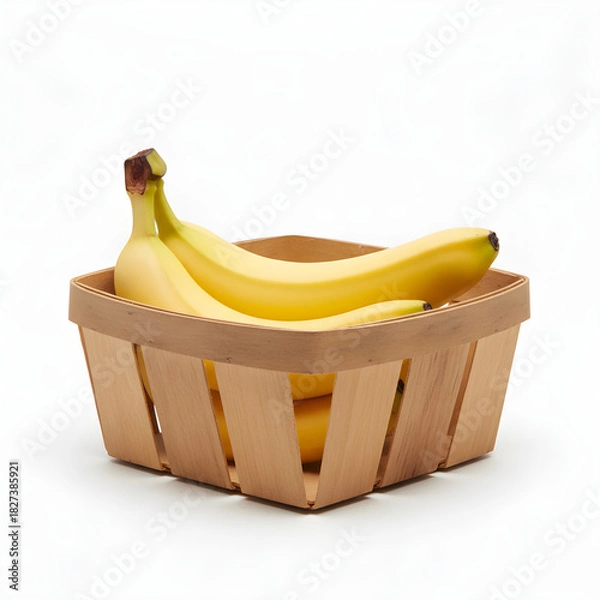 Obraz Banana Fruit In Slotted Wooden Basket Low Angle