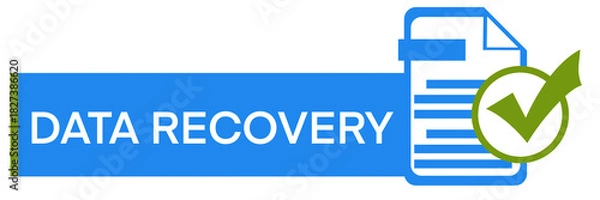 Fototapeta Data Recovery Blue Green File Symbol Tick Mark