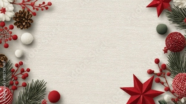 Fototapeta simple Seamless Christmas frame with place for text concept