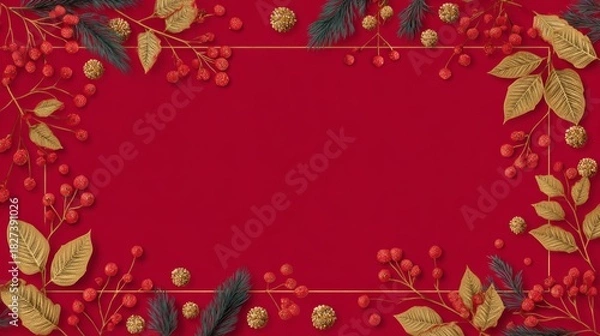Fototapeta simple Seamless Christmas frame with place for text concept
